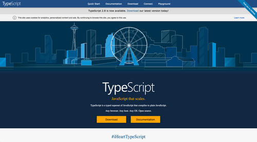 "Screenshot of Typescript with the hashtag I love Typescript"